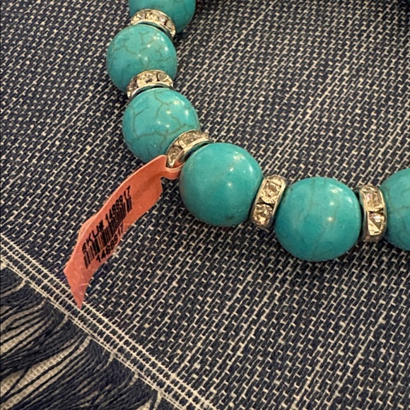 Howlite Turquoise and Cream Beaded Bracelet Bundle - Picture 2 of 4